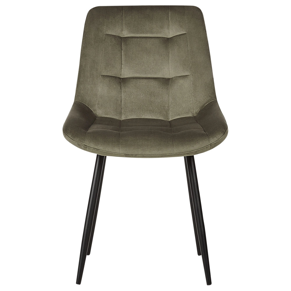 Set di 2 sedie da pranzo in velluto verde oliva gambe in ferro Nero sedie moderne imbottite