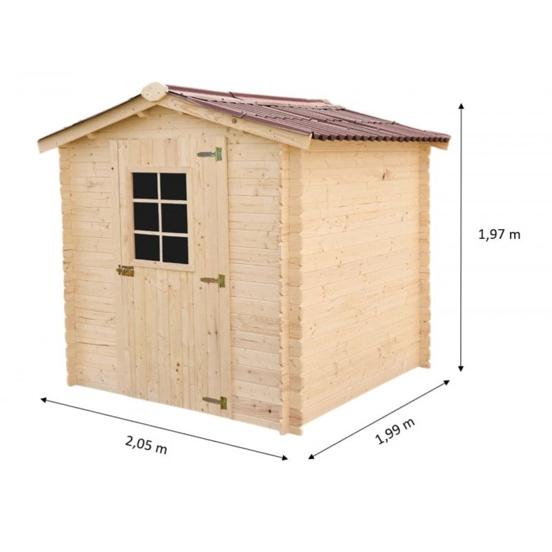 Casetta in legno da giardino con porta finestrata – 195x195 cm – tavole 20 mm, tetto bitumato e struttura angolare – AL2020.02N Foresta