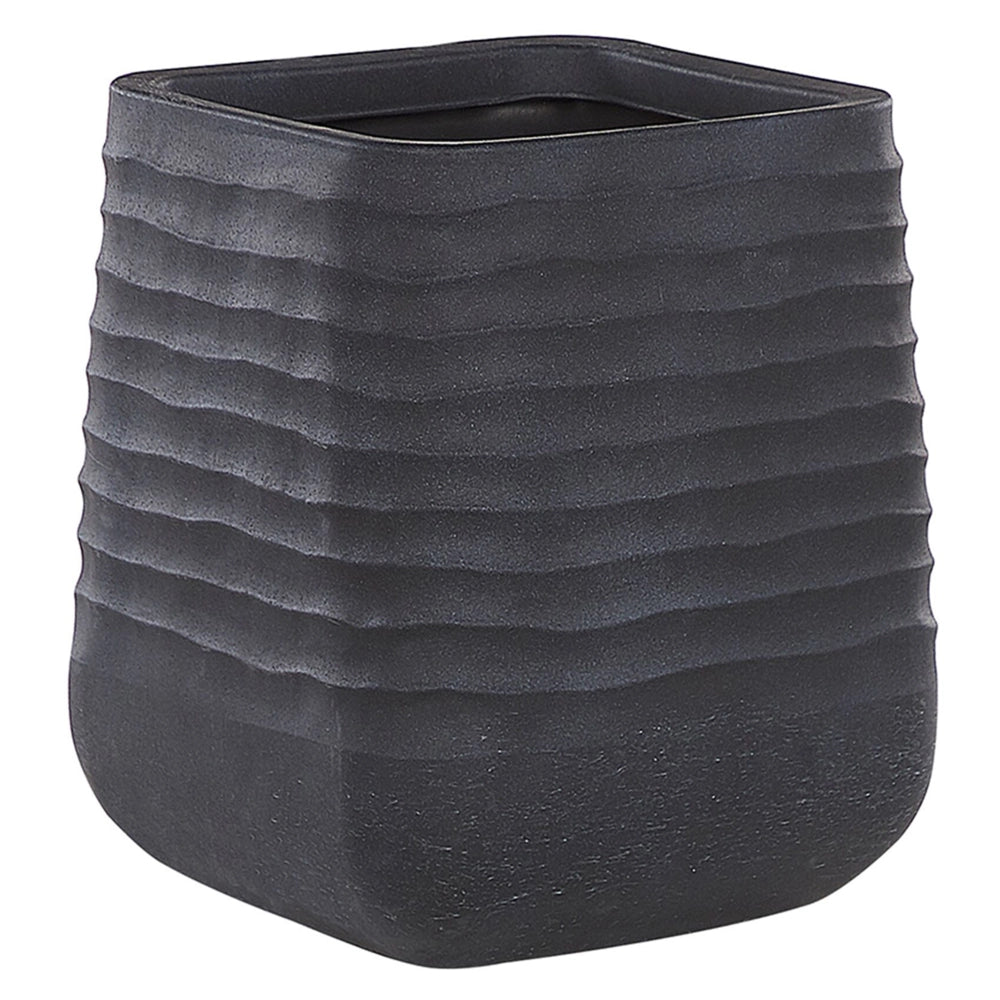 Vaso per piante grande in poliresina nera da esterno quadrato da giardino 38 x 37 cm resistente ai raggi UV