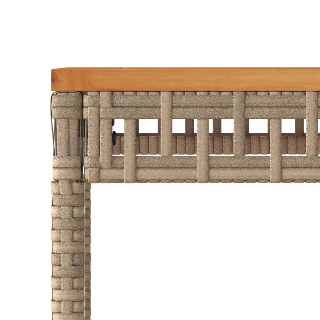 Tavolo Giardino Beige Misto 38x38x42 cm Polyrattan Legno Acacia 365865