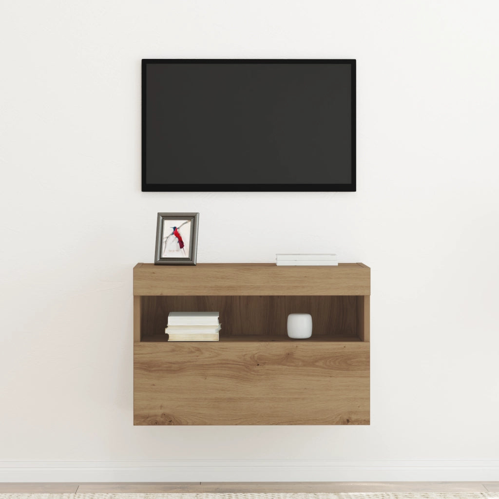 Mobile TV  con luci LED Rovere Artigianale 60x30x40 cm