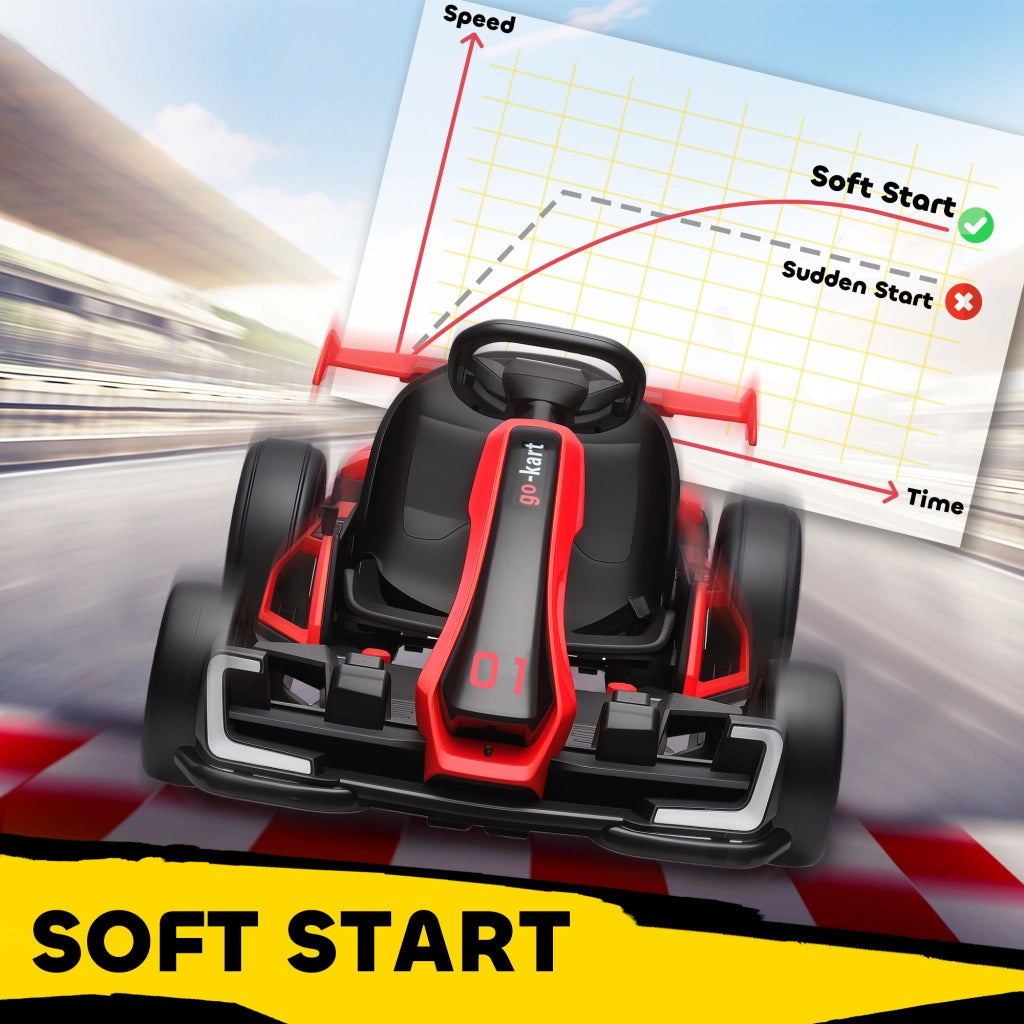 Go Kart Elettrico per Bambini ¨C Minimal ¨C Rosso, 24V, Seggiolino Regolabile