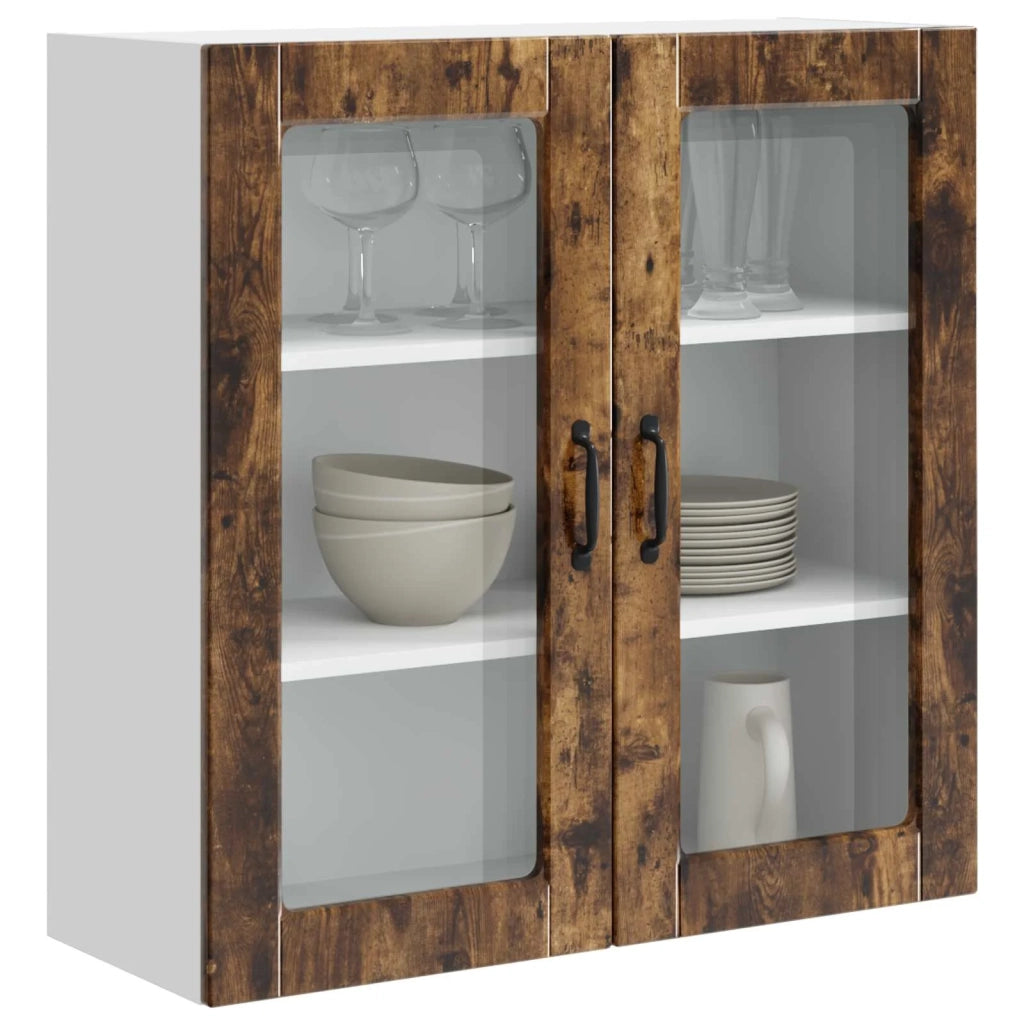 Pensile da cucina | Mobile in vetro da parete PORTO Rovere fum¨¦ 80 x 31 x 80 cm