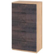Comò Alto 5 Cassetti Sinfonier Camera Da Letto Stile Industriale Rovere Ossido Mobile Salvaspazio Cassettiera Moderna Con Guide Metalliche 110x60x40 Cm