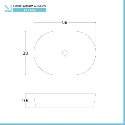Lavabo da appoggio ovale 58x38 cm in acciaio inox bianco opaco  Goya