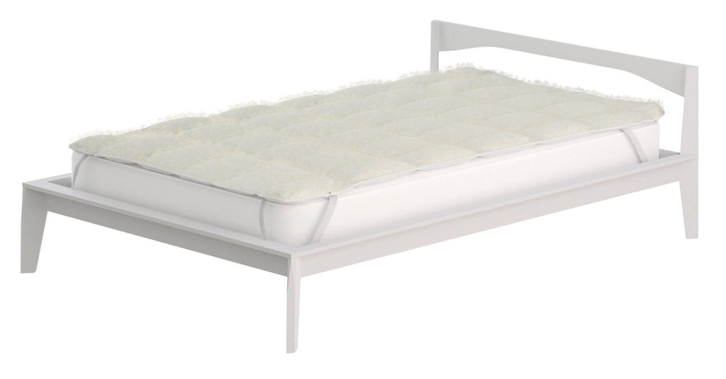 Topper Matrimoniale Trapuntato 300 gr/mq con Elastici Sherpa Bianco