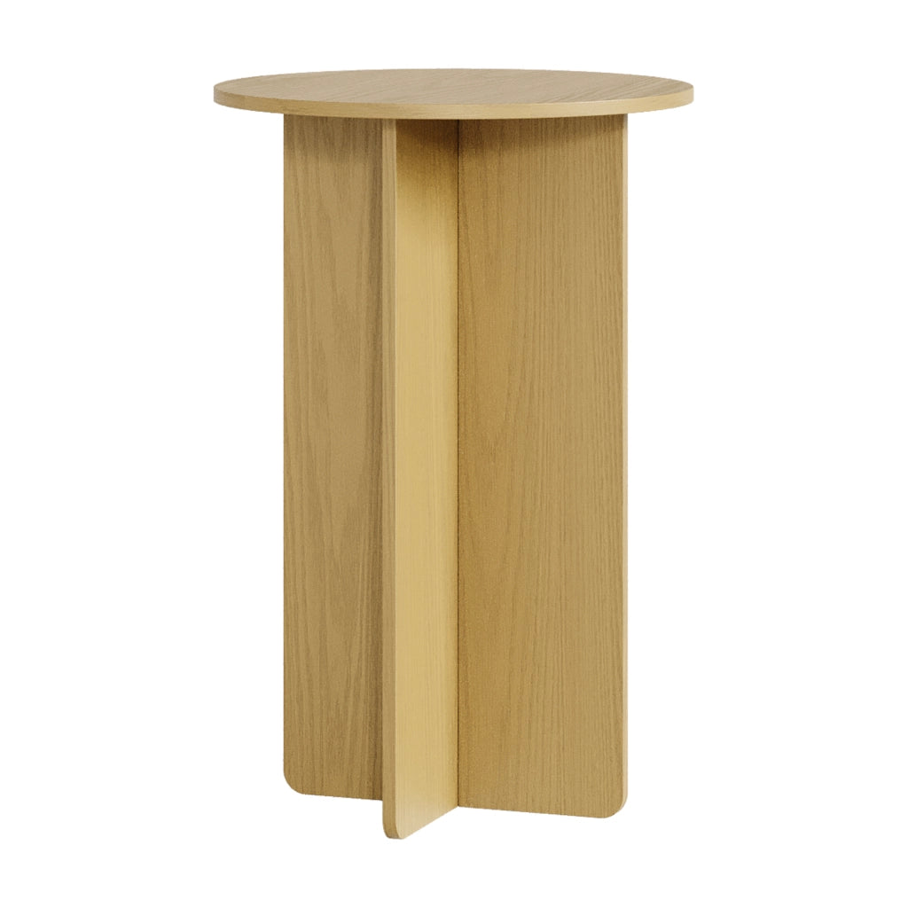 Tavolino Laterale Vappevn con Piano Rotondo 60 x Ø40 cm - Effetto Rovere [en.casa]