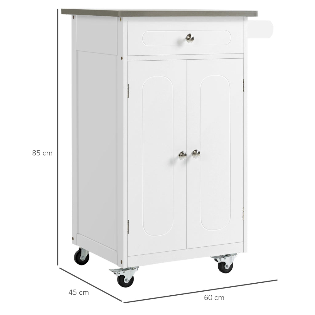 Carrello da cucina con cassetto e ripiani ¨C zephmum ¨C bianco acciaio inox