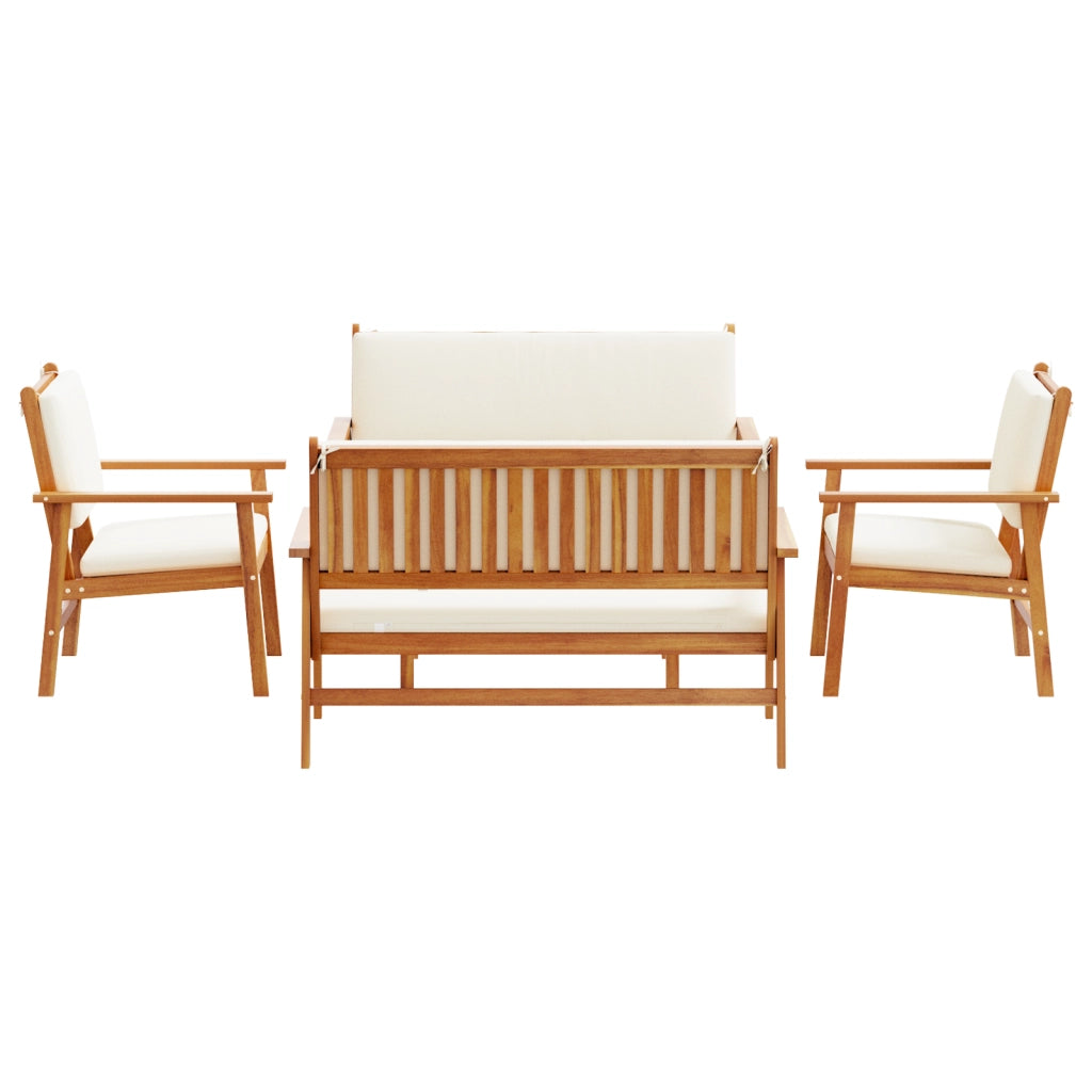 Set da giardino 5 pezzi  con cuscini in legno massello di acacia