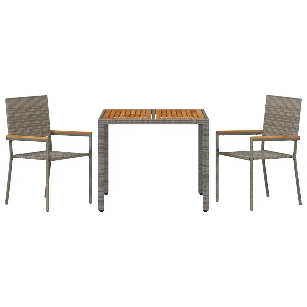 Set da Pranzo per Giardino 3 pz | Set Salotto da Giardino Grigio polyrattan