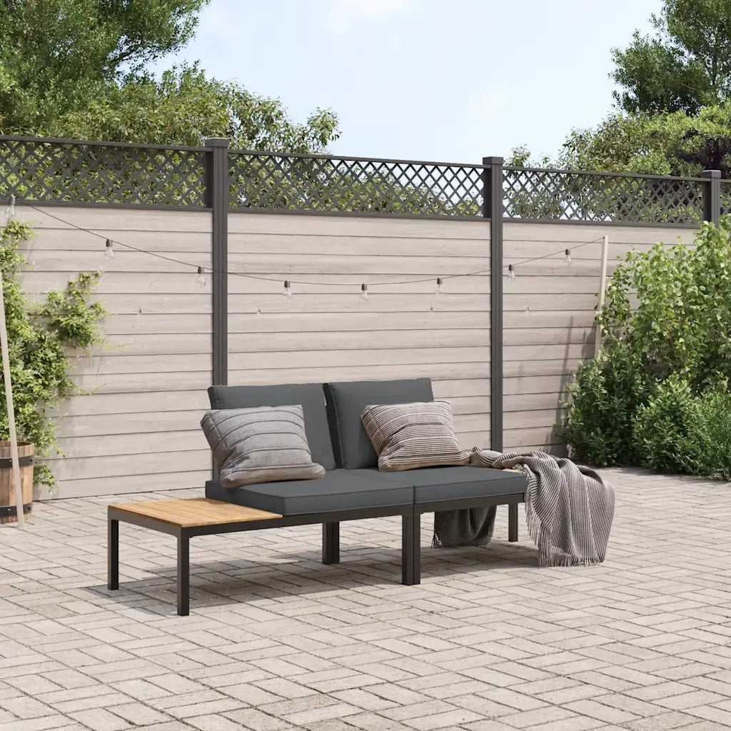 Set Divani da Giardino 2 pz | Set Salotto da Giardino con Cuscini in Alluminio Nero