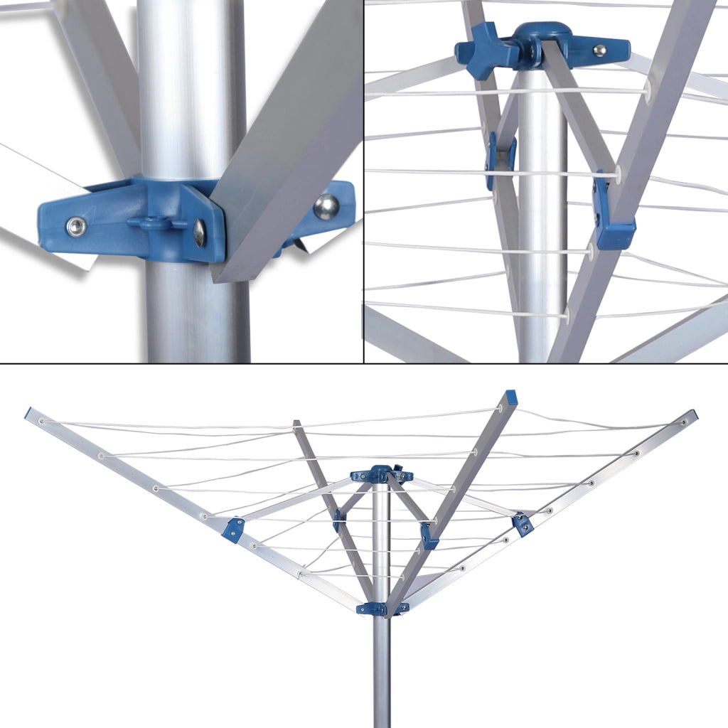 Stendibiancheria a ombrello mobile 16 m di fili 4 Bracci Stendino in alluminio alto 155 cm