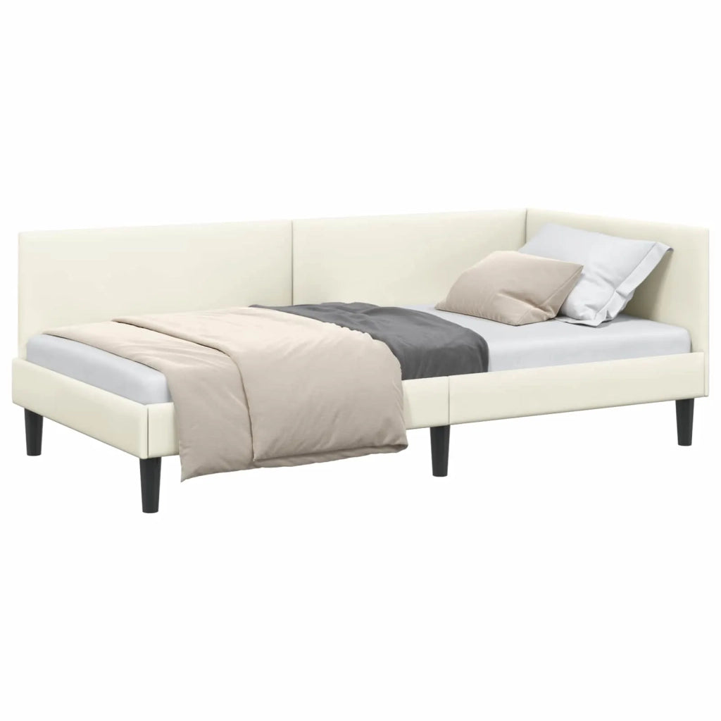 Cornice del letto ad angolo Crema 100 cm x 200 cm Velluto
