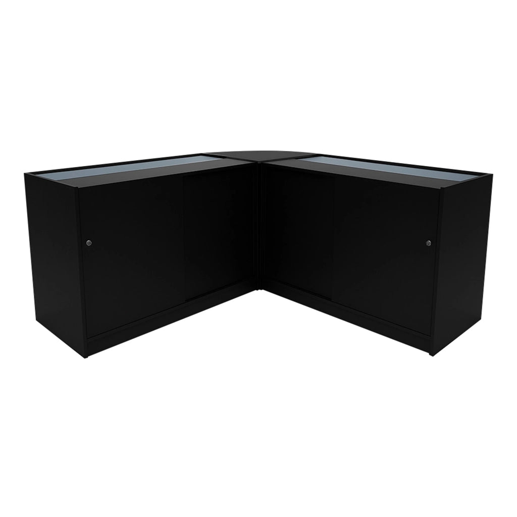 Set Bancone Nero Hera LED K1500 C1500 CM60 con Serratura e Vetrina Espositiva
