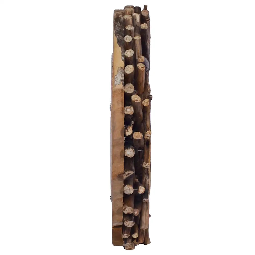 Specchio da Parete 40 cm in Legno di Teak Rotondo 288801