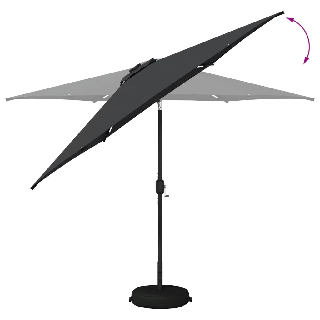 Ombrellone da giardino-Parasol da giardino con luci LED e base 300 x 300 cm Poliestere 735201