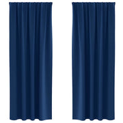 Tende Oscuranti | Tende Blackout con Anelli 2 pz Blu Scuro 245 x 140 cm