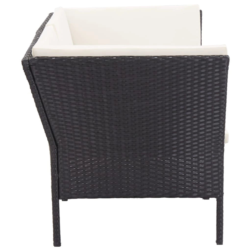 Mobili da giardino mobili da esterno Set di mobili da 6 pezzi con cuscini in resina intrecciata nera 02_0016924