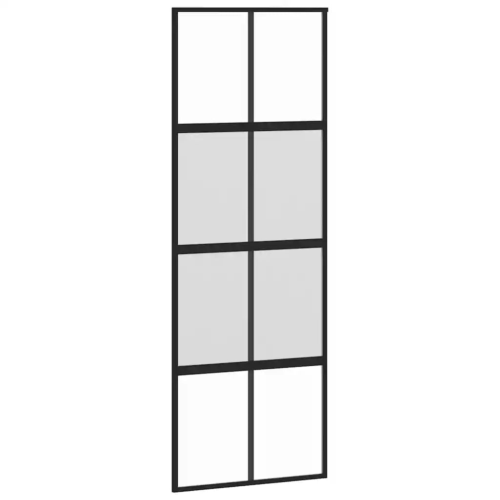 Porta Scorrevole Set Ferramenta Nera 76x205 cm Vetro Temperato 3375972