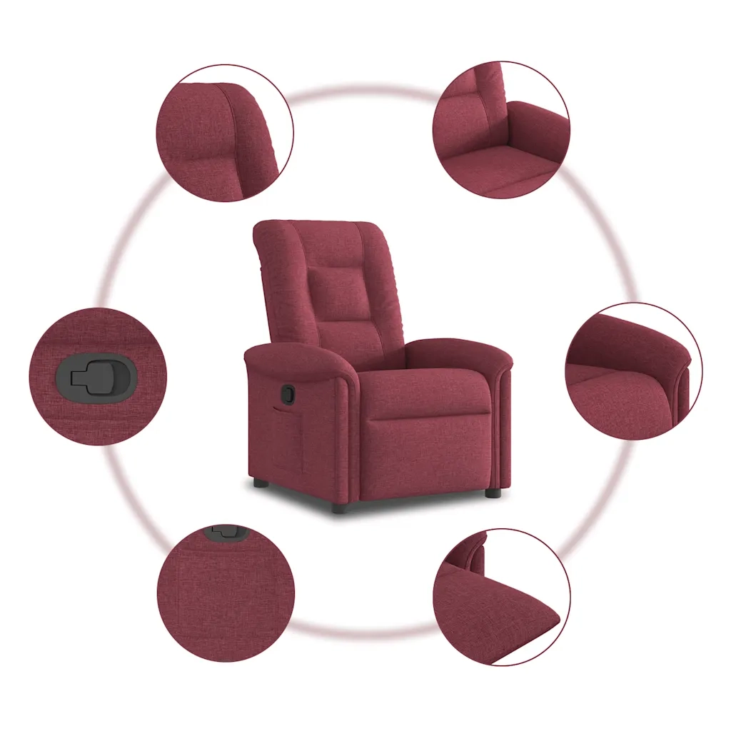 vidaXL Poltrona Reclinabile in Tessuto Rosso Vino