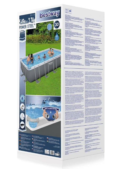 Bestway Power Steel Piscina mis.549x274x122 cm, pvc/tritech, effetto mosaico interno, include filtro a sabbia, copertura, scaletta, dosatore chimico ChemConnect