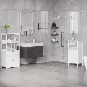 Mobiletto da Bagno 1 Mensola 2 Ante 50x30x93 cm in Legno Bianco