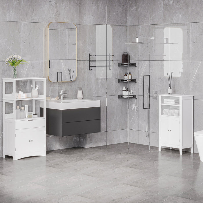 Mobiletto da Bagno 1 Mensola 2 Ante 50x30x93 cm in Legno Bianco