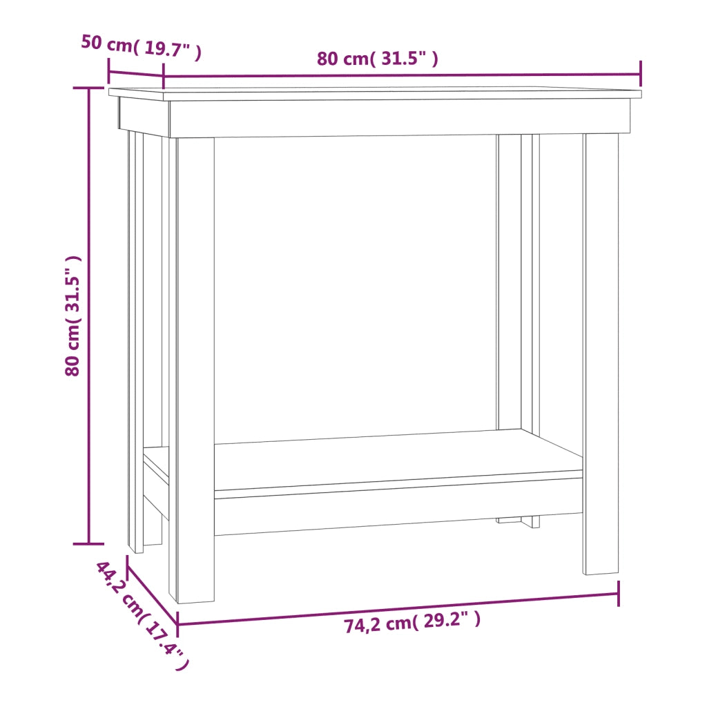 Banco da Lavoro Nero 80x50x80 cm in Legno Massello di Pino 822500