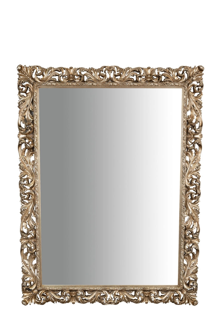 Biscottini SPECCHIERA DA PARETE IN LEGNO FINITURA FOGLIA ARGENTO ANTICATO MADE IN ITALY