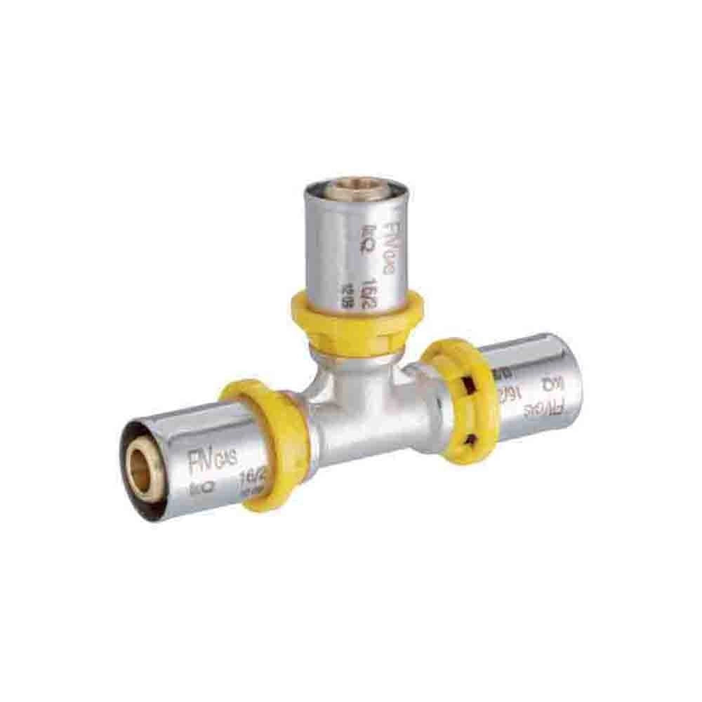 Raccordo a t intermedio a pressare per multistrato gas