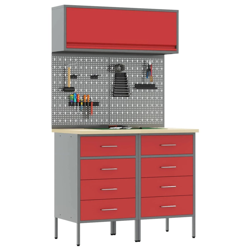 Set di mobili da lavoro con cassetto 5 pcs Rosso 3321423