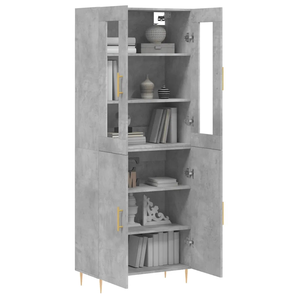 Credenza-Buffet-Armadio da cucina Grigio Cemento 69,5x34x180 cm in Legno Multistrato 124712
