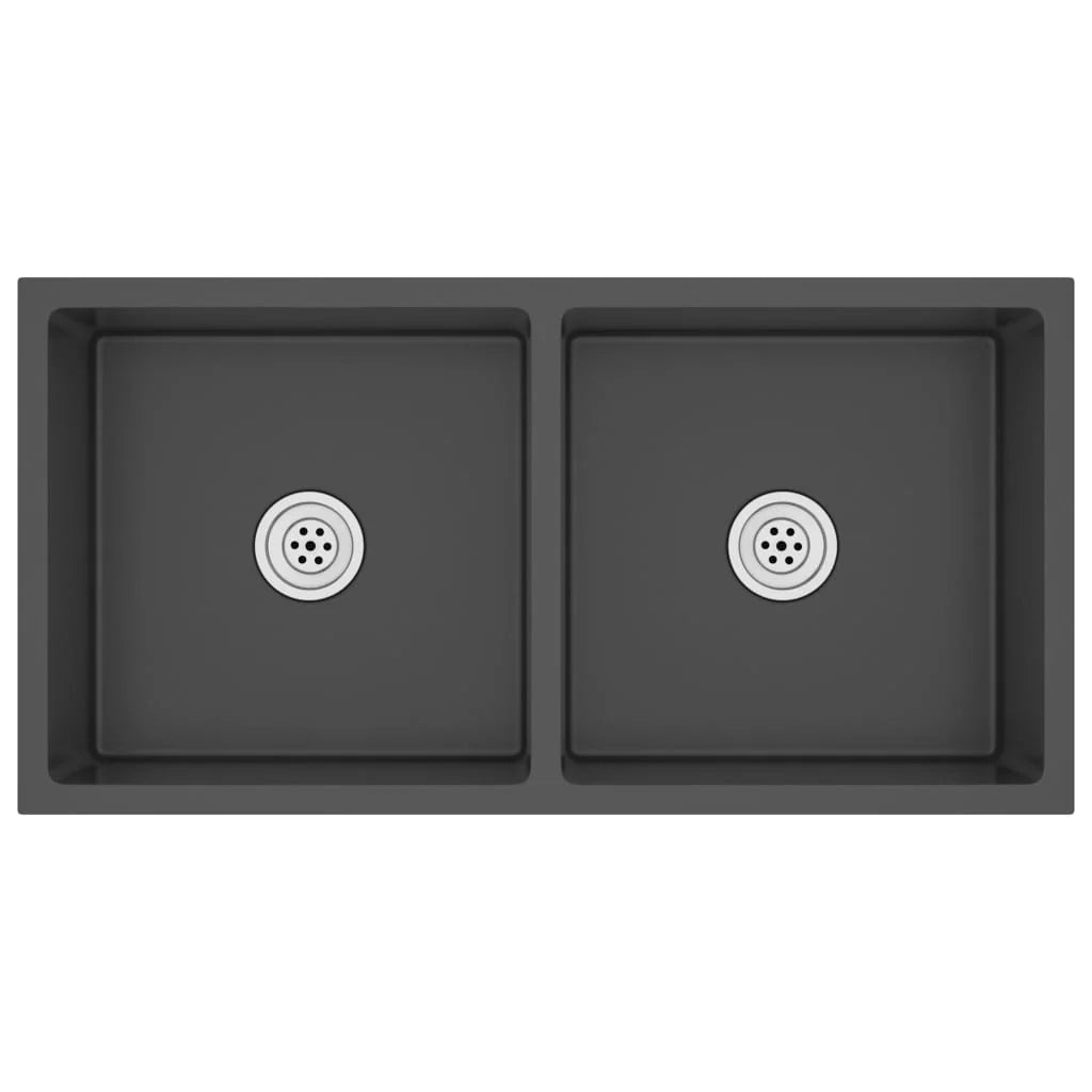 Lavello da cucina fatto a mano, lavello del bagno di casa, installazioni, interno della cucina, acciaio inossidabile nero 02_0002472