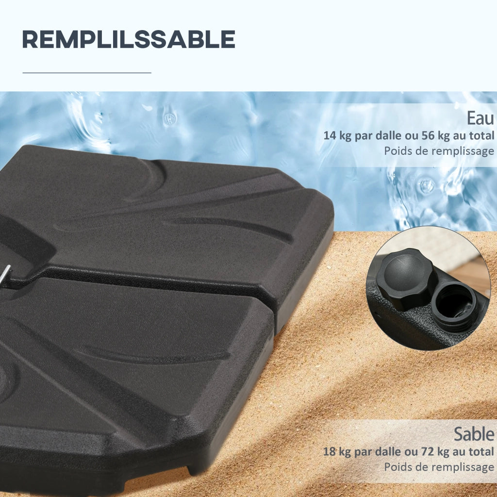 Set 4 Pesi per Parasole ¨C Zephmum ¨C Polietilene Grigio 40x40x10 cm