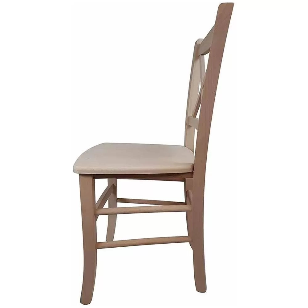 Set 2 sedie cucina classico legno grezzo seduta legno 43x46x88 - Mobili 2G