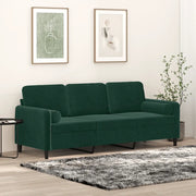 Divano a 3 Posti con Cuscini-Sofa 3 Posti con Cuscini Verde Scuro 180 cm in Velluto 167848