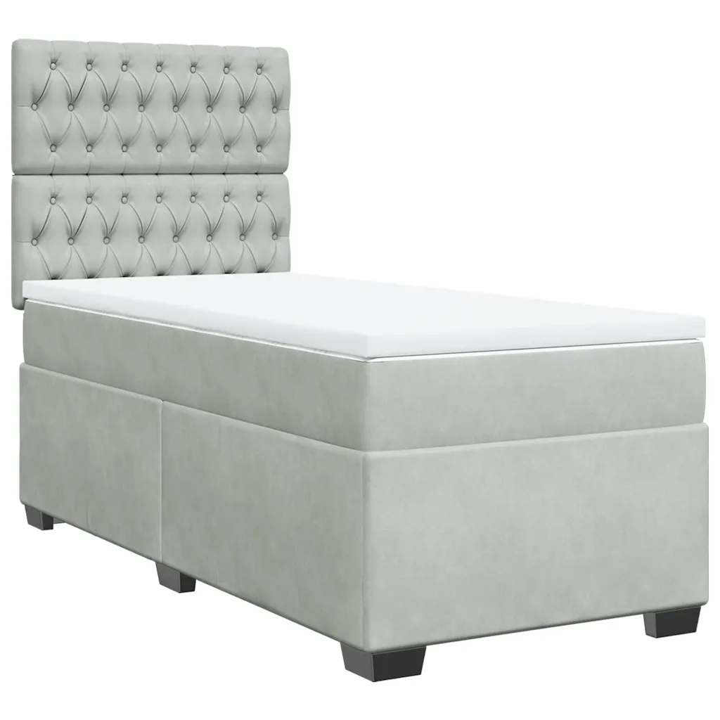 vidaXL Giroletto a Molle con Materasso Grigio Chiaro 90x190 cm Velluto