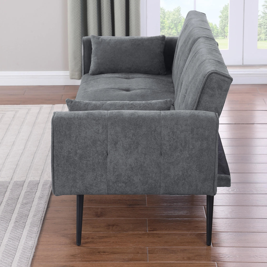 Divano letto convertibile con schienale regolabile e struttura stabile in tessuto grigio per salotto 175 × 71 × 71 cm