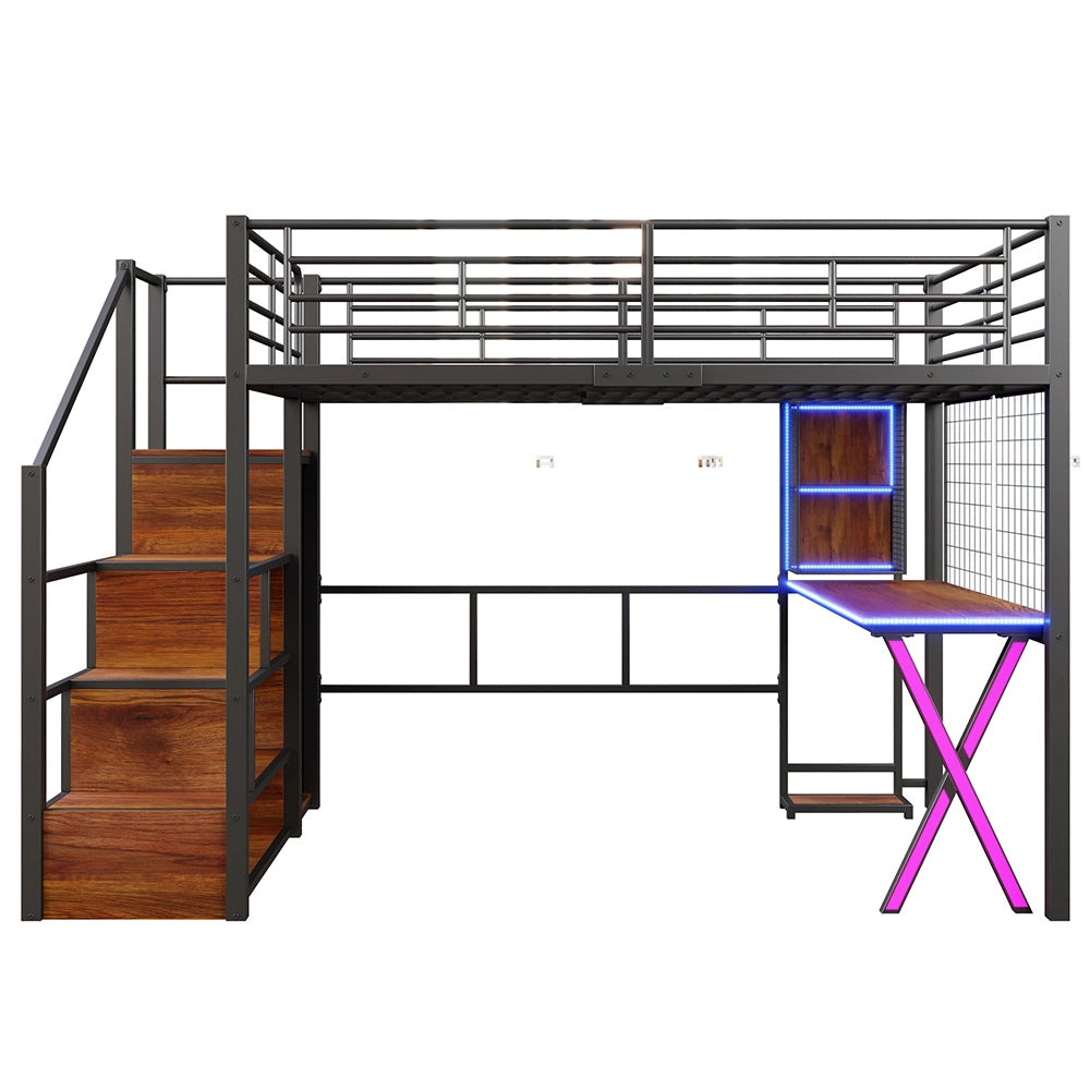 Letto mezzanino 140x200cm - Xylo - nero, armadio, scrivania, spazio libero