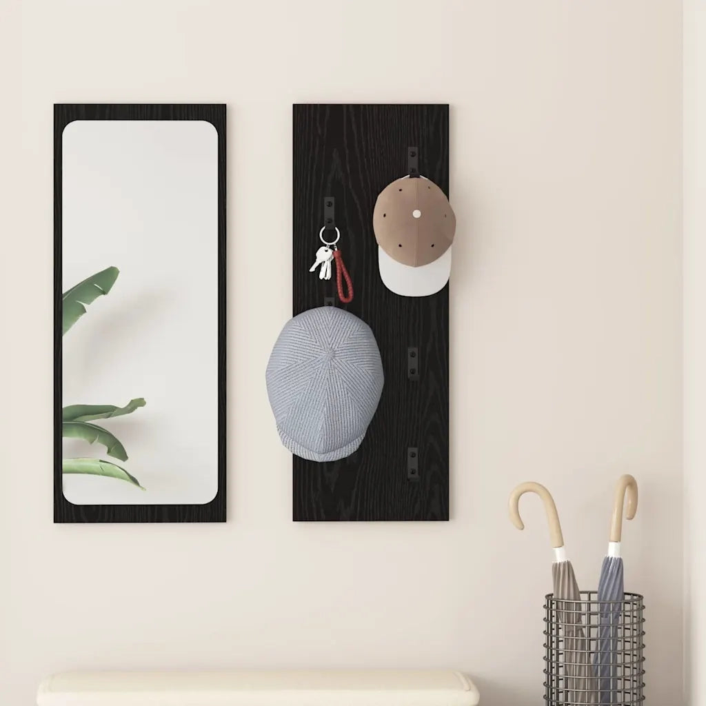 vidaXL Appendiabiti a muro Rovere nero 30 x 1.5 x 80 cm