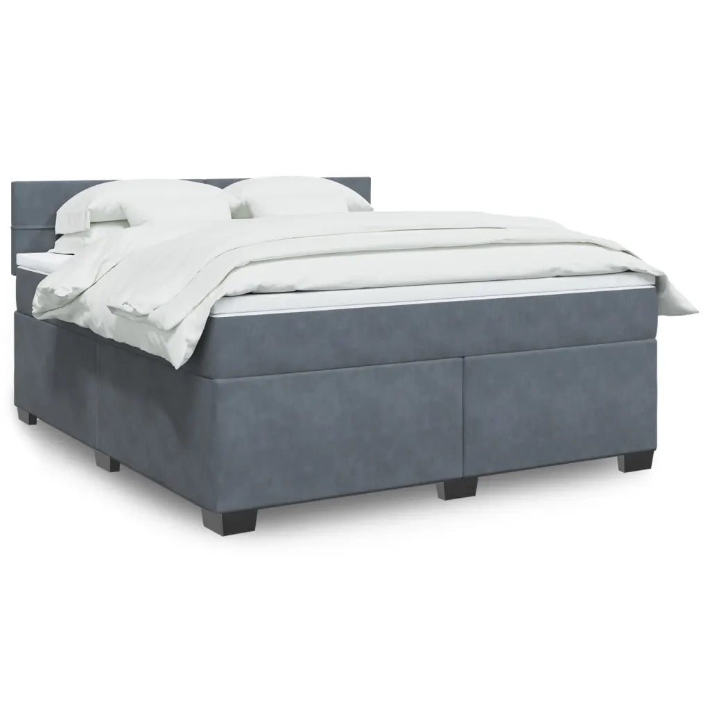 Giroletto a Molle con Materasso Grigio Scuro 180x200 cm Velluto