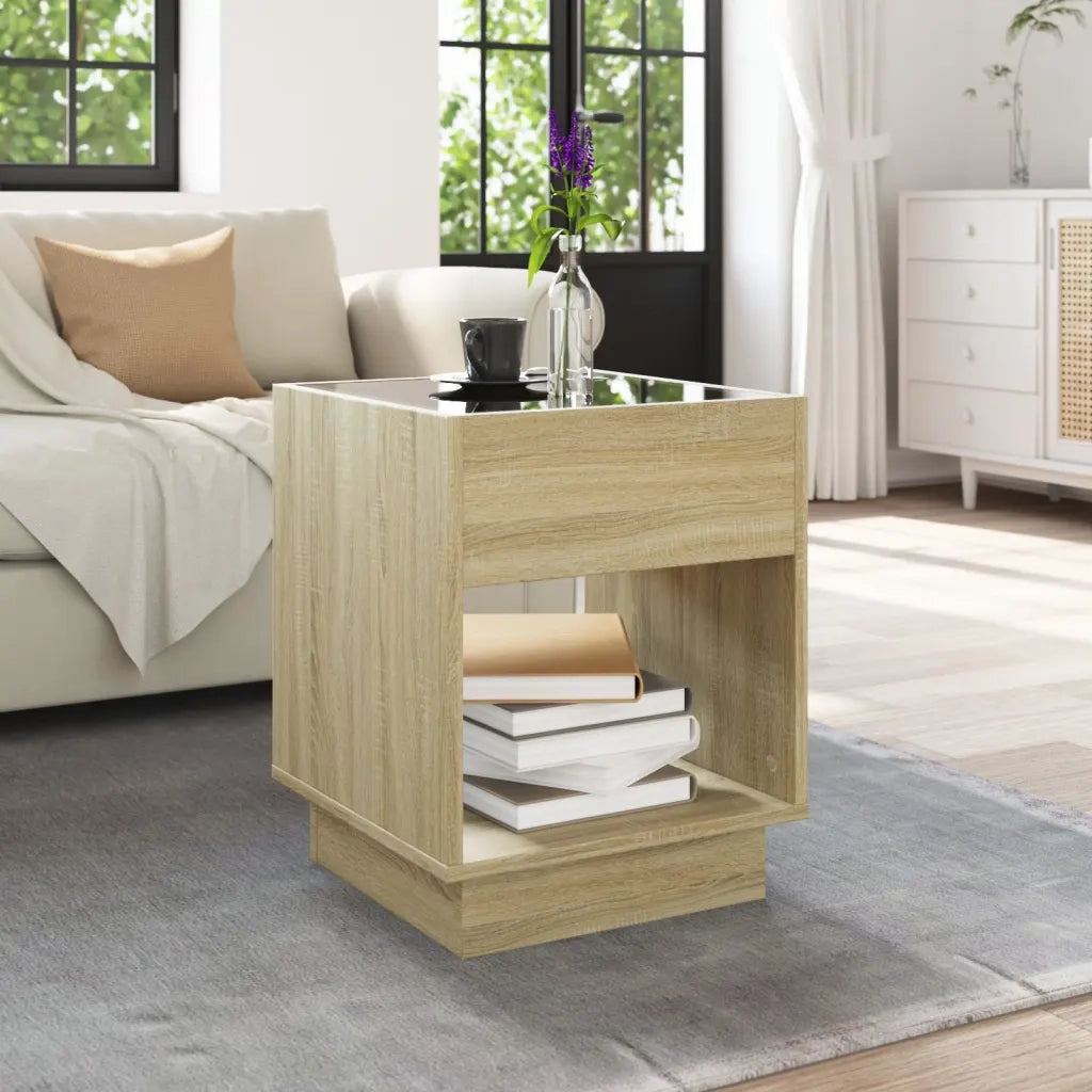 Tavolino da Salotto con LED Infinity Rovere Sonoma 40x40x50 cm 847646