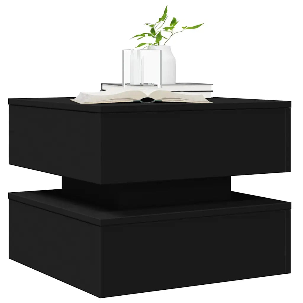 Tavolino da salotto | Tavolino da caff¨¨ | Tavolino da Soggiorno con Luci LED Nero 50x50x40 cm