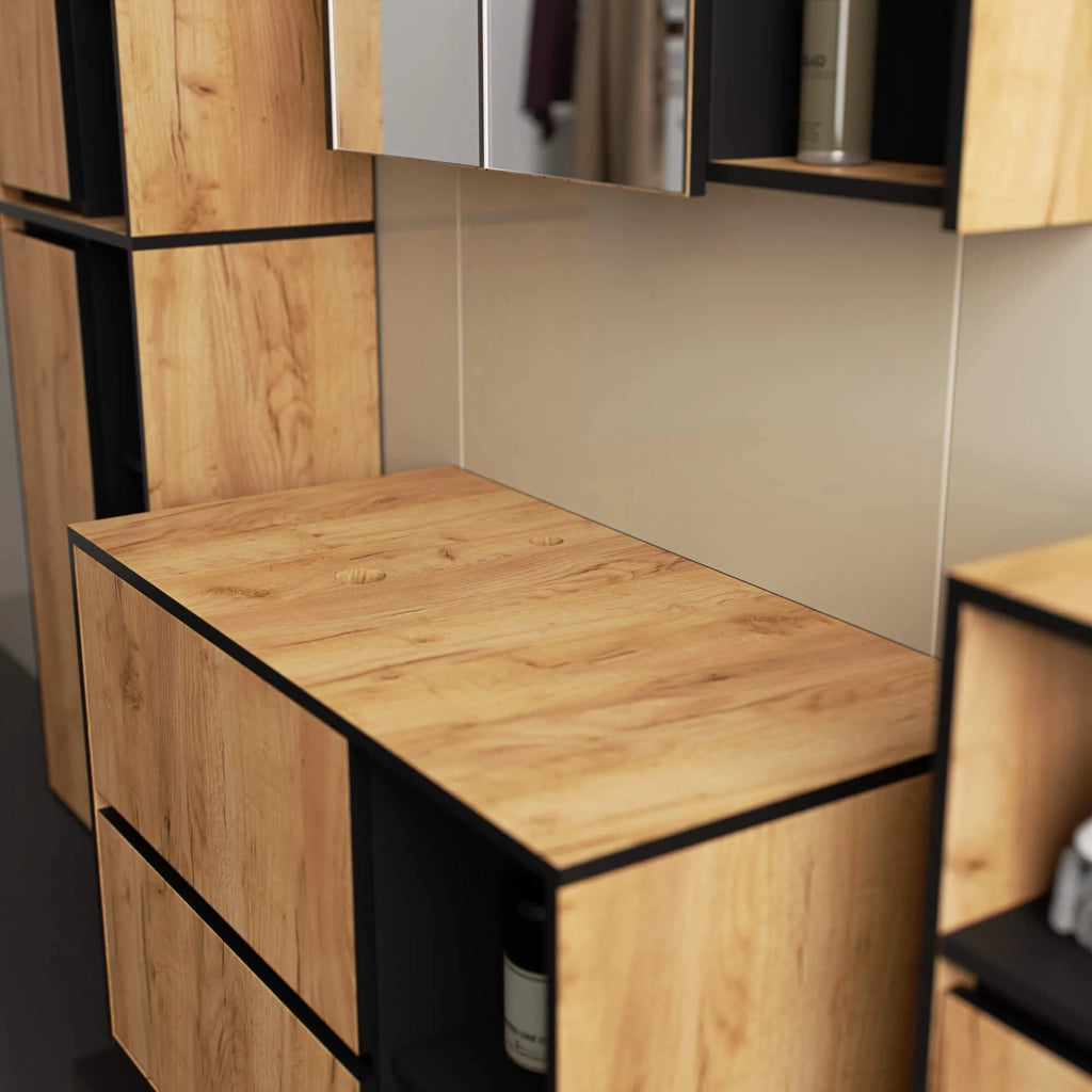 Mobile bagno senza lavabo VAMI sospeso Rovere Craft, Nero 90 cm 2 cassetti 90x45,5x60 cm