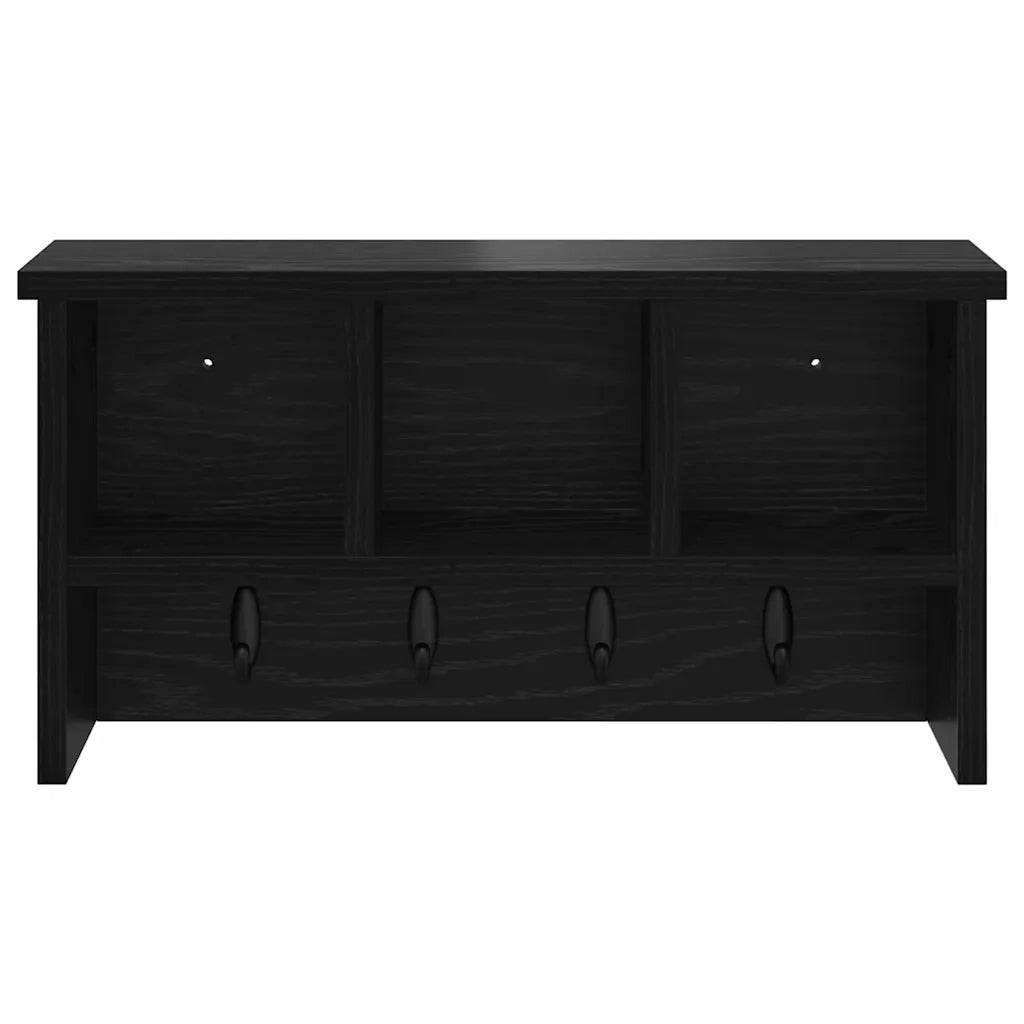 Appendiabiti a muro con lo scaffale Rovere Nero 50 x 16 x 26 cm 874308
