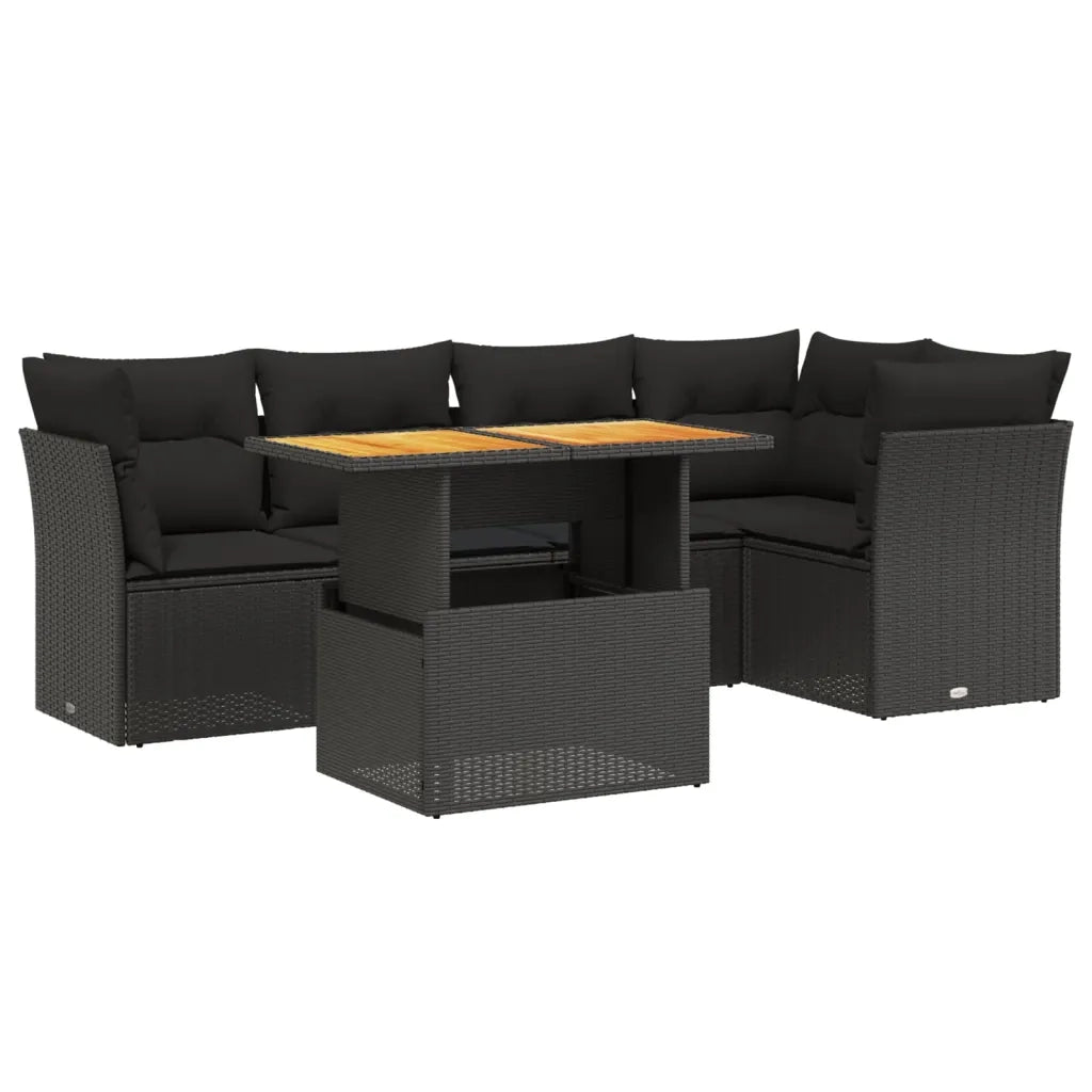 Set Divani da Giardino 5 pz con Cuscini in Polyrattan Nero 3270817