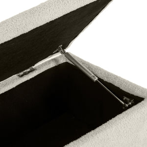 Panca Fondoletto con Vano Contenitore da 47L 95x38x45 cm Rivestimento Bouclé Beige