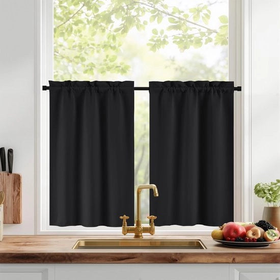 Gordini da Cucina Oscuranti - Preparati da Applicare - Dimensioni Corta - 2 Panelli - 60B x 90H cm - Lavabili a Mano