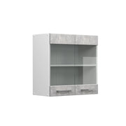 Mobile da cucina in vetro R-Line Calcestruzzo/Bianco 60 cm Vicco