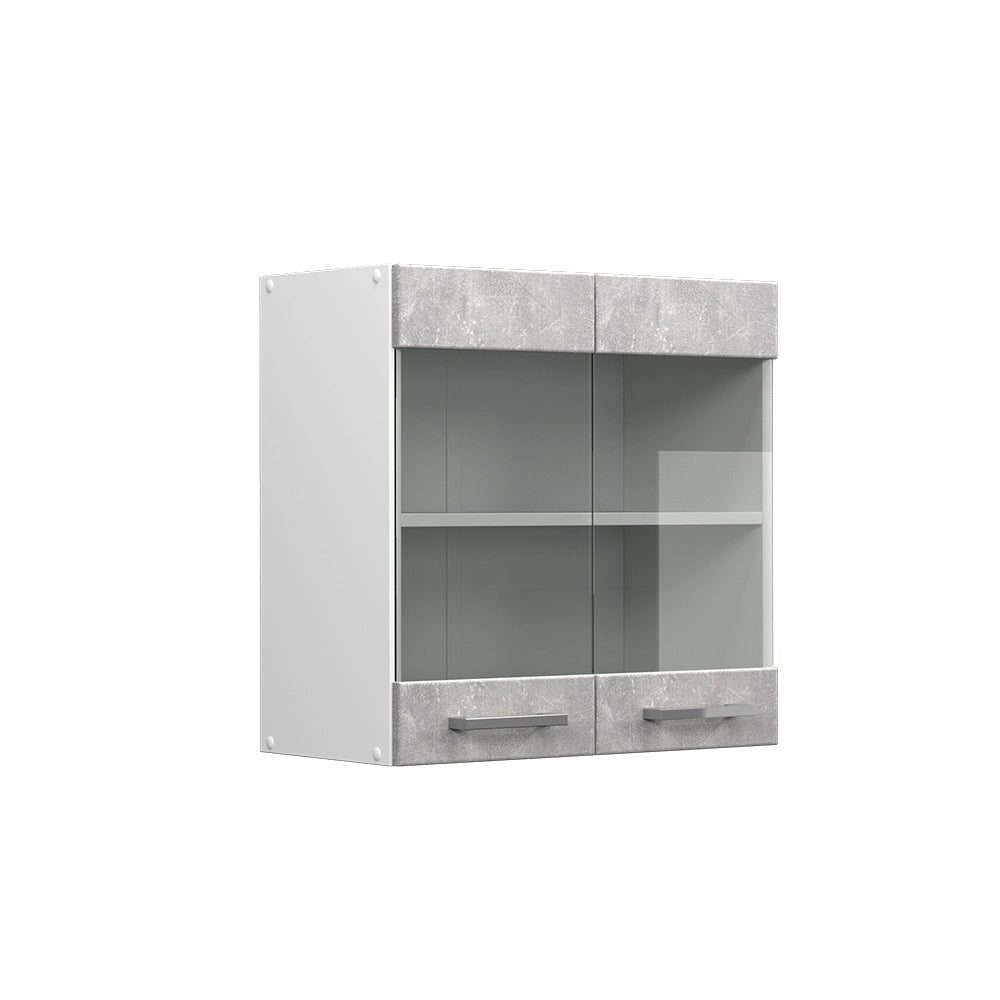 Mobile da cucina in vetro R-Line Calcestruzzo/Bianco 60 cm Vicco